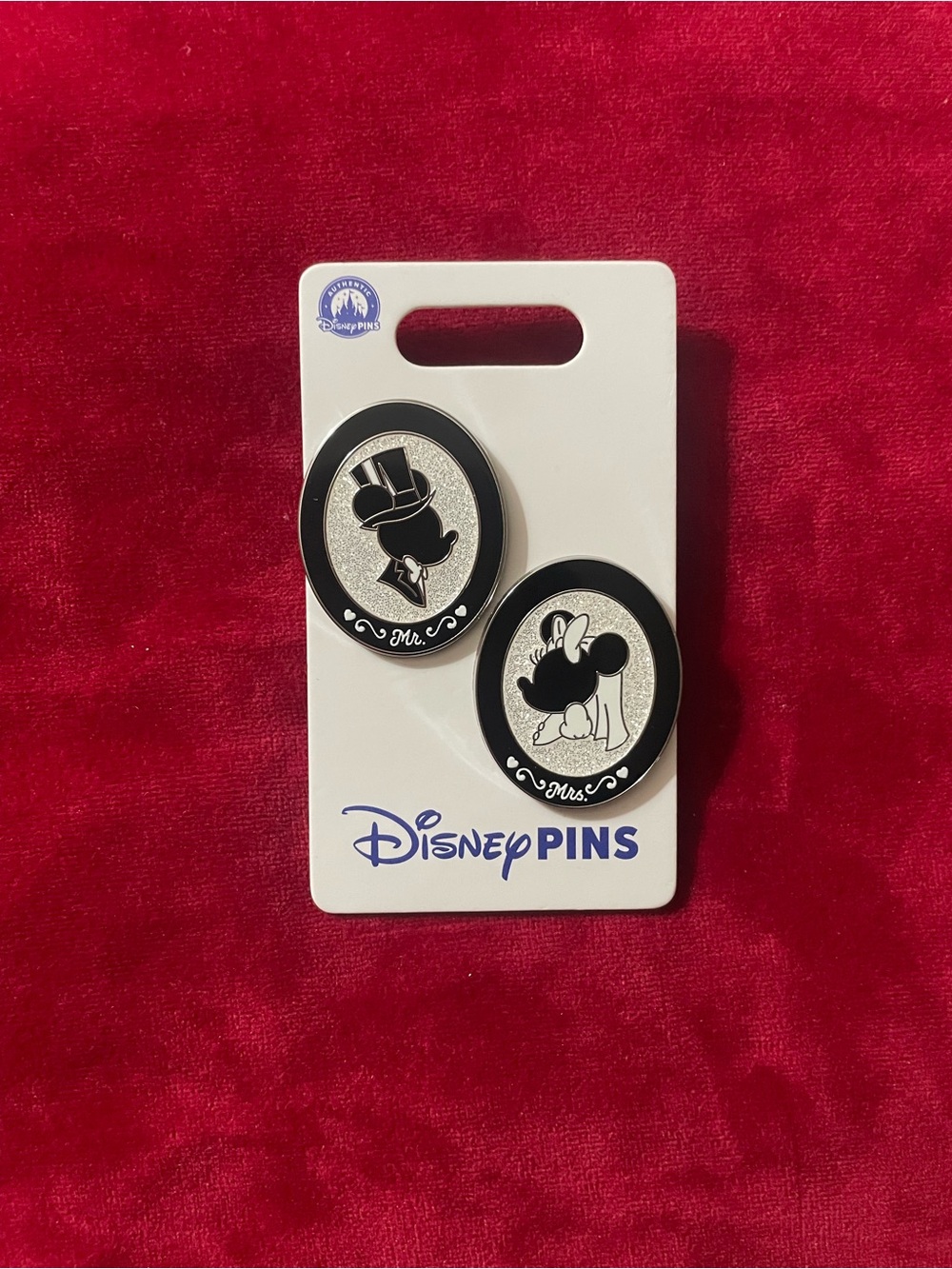 Disney Black & Silver Mr. and Mrs. Silhouette Pin Set
